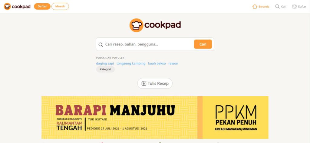 Website resep masakan tutorial memasak Cookpad Indonesia Ahasave downloader