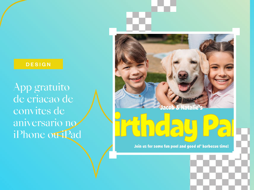 App gratuito de criação de convites de aniversário no iPhone ou iPad